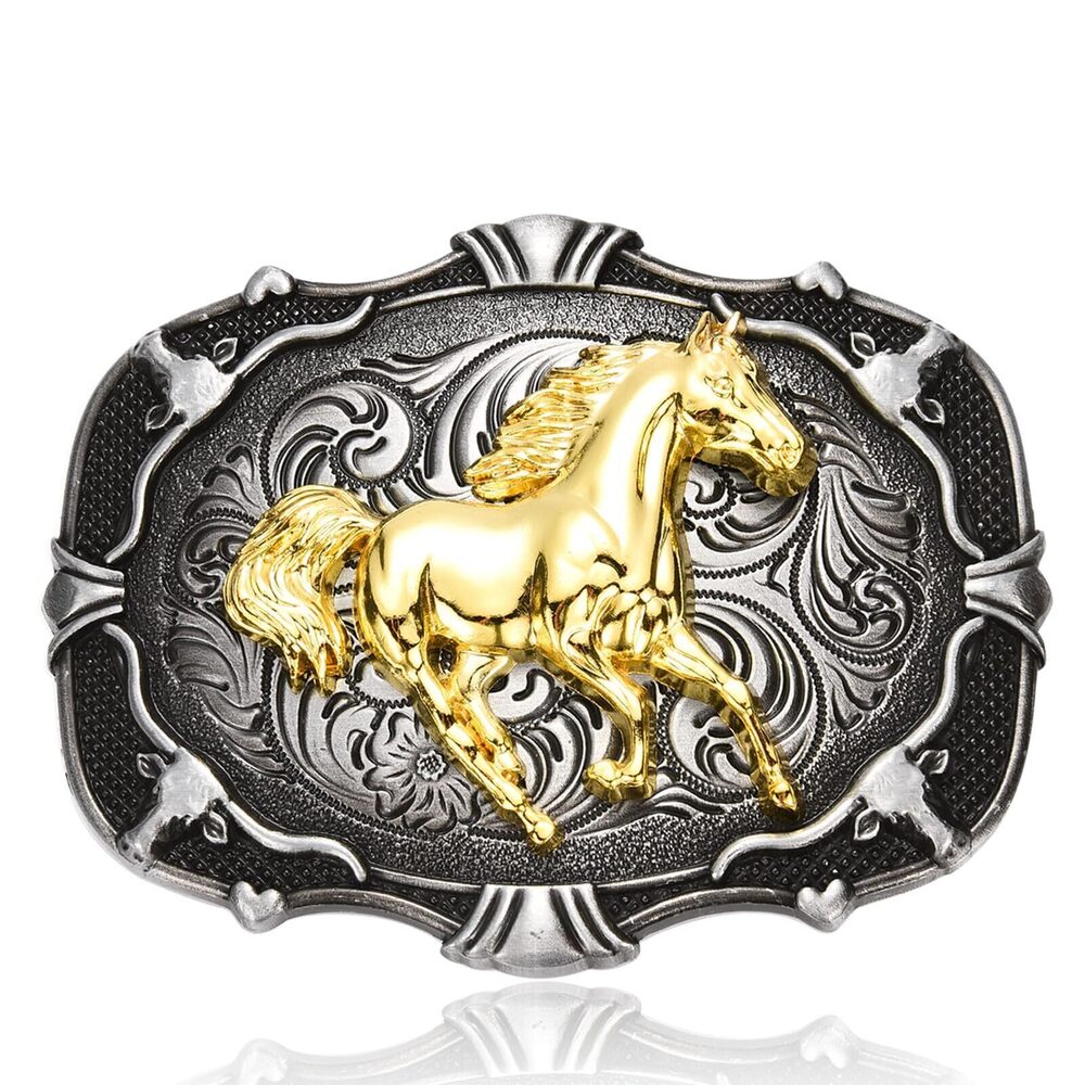 7336 Antique Golden Horse Belt Buckles │Western Texas Cowboy Cowgirls